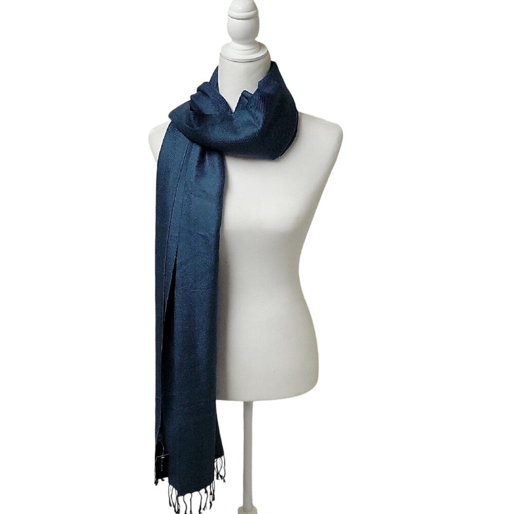 The Limited Silk Cashmere Blend Blue Scarf NWT